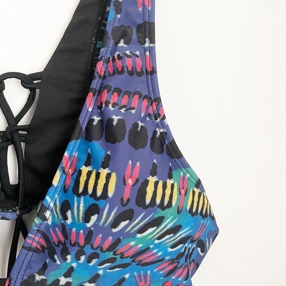 Cyn & Luca Bikini Top Multi Color Tie Back - Picture 3 of 8